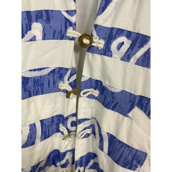 Nativewear Designs Blue White Kimono Cardigan Size Medium Artsy lagenlook Boho - Picture 11 of 13
